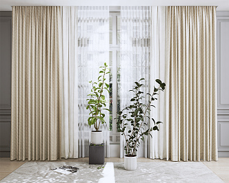 Modern curtain gauze combination 3d model