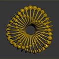 Yellow Woven Household Item with Spherical Design and Decorative Balls