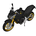 Black And Yellow Sporty Motorcycle With Modern Design And Yellow Wheels