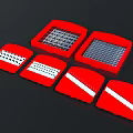 Red Square Kitchen Mats With Various Grid And Striped Patterns