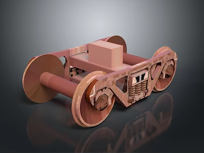 3D Rendered Mechanical Device With Large Copper Wheels And Detailed Structure 3d model