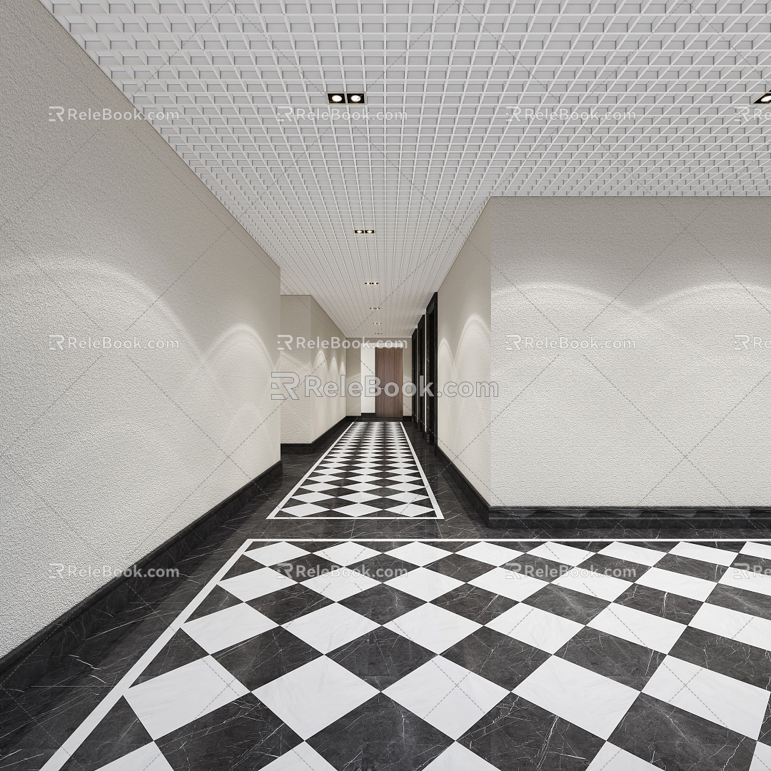 Modern aisle elevator corridor public area characteristic office building elevator 3d model