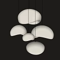 Elegant Modern White Fabric Round Pendant Lights Multiple Hanging with Soft Glow 3d model