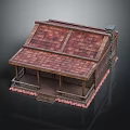 Wooden House With Brown Tiled Roof Porch Chimney And Steps Design