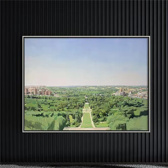 Modern Landscape Painting Simple Blue Living Room Photography Town Light 3d model