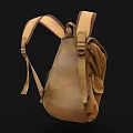 Brown Canvas Backpack With Leather Details Multiple Pockets And Practical Design