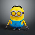 Minion Character Standing With Yellow Body Black Goggles Blue Overalls And Black Gloves