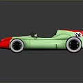 Green And Red Racing Car Model With Open Cockpit Large Wheels And Number 8