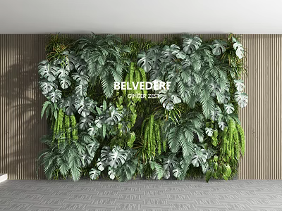 Lush Greenery Wall With Tropical Plants In Modern Interior 3d model