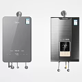 Two Modern Household Gas Water Heaters With Digital Display And Sleek Design Panels