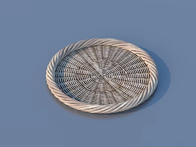 Woven Round Tray as Practical Household Item with Intricate Weave Pattern Design 3d model