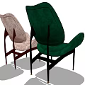 Modern Green and Pink Velvet Lounge Chairs with Curved Backrest and Slim Legs Design
