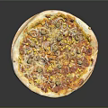 Fresh Baked Pizza Topped With Onions Corn Olives Tomato Sauce And Melted Cheese