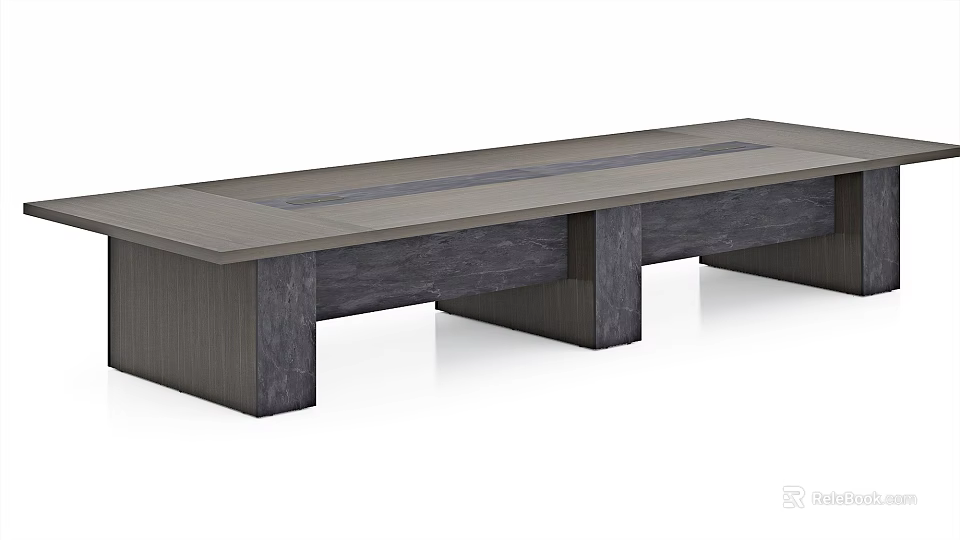 Sleek Modern Conference Table With Wooden Desktop And Supportive Base Structure 3d model 