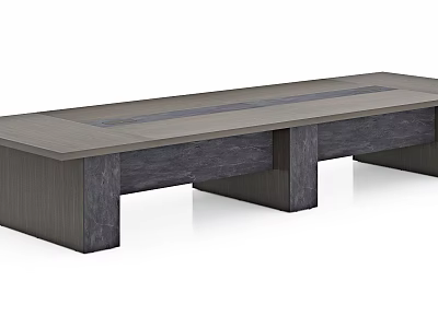 Sleek Modern Conference Table With Wooden Desktop And Supportive Base Structure 3d model