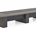 Sleek Modern Conference Table With Wooden Desktop And Supportive Base Structure