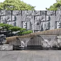 Sculptural Feature Wall With Water Cascade Pine Tree And Stone Elements