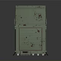 Green Military Weapon With Worn Surface Bloodstains And Metal Control Knobs