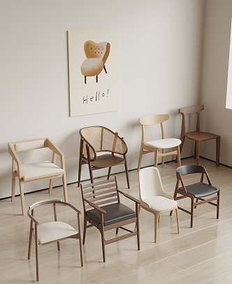 Nordic Dining Chair Single Chair 3d model