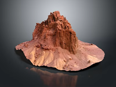 Red Rock Mountain Natural Scenic Landscape With Flat Base And Unique Formation 3d model