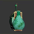 Other Decorative Pieces Featuring Green Glass Perfume Bottle Jewelry Box And Vase With Gold Accents
