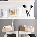 Bathroom Accessories With Transparent Containers Cotton Pads Swabs Balls And Wooden Storage Boxes
