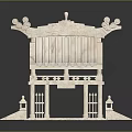 Traditional Chinese Stone Architecture Model With Ornate Roof Tiles Decorative Carvings And Base