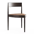 Modern Single Chair With Dark Wood Frame And Brown Leather Seat Design