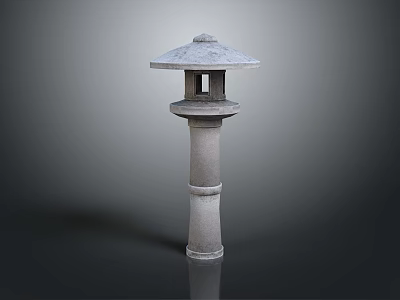 Traditional Japanese Stone Lantern With Umbrella Shaped Top And Pillar Structure 3d model