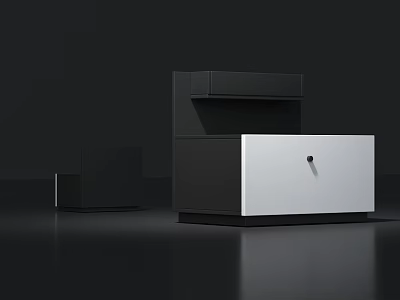 Modern Black And White Bedside Table With Drawer And Cabinet Design 3d model