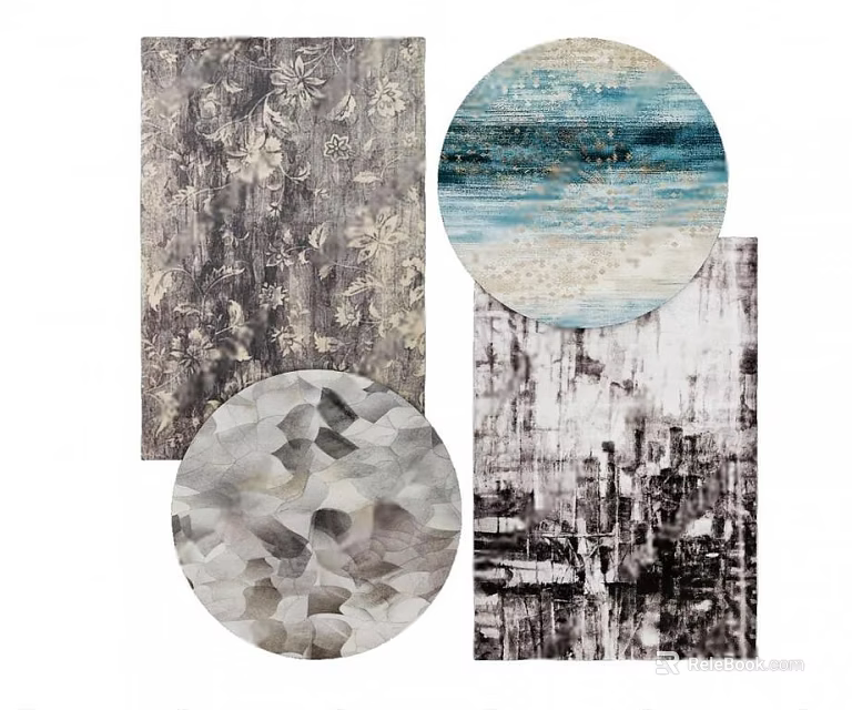 Square Rugs With Abstract Patterns And Modern Design For Home Interior Decor 3d model