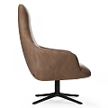 Brown Upholstered Office Chair With High Back Armrests And Black Five Star Base