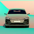 Audi Electric Sedan Light Gray Modern Sleek Body Design LED Headlights Colorful Gradient Background
