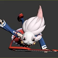 White Cat Ears Game Anime Character With Pink Hair In Blue Outfit Holding Red Guitar