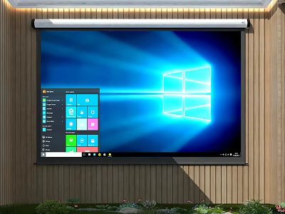 Projection Monitoring System Featuring Wall Mounted Projector Screen For Real Time Indoor Surveillance 3d model
