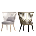 Modern Dining Chair With Slatted Backrest Upholstered Seat And Wooden Frame