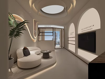 Modern Hair and Beauty Salon Interior Design With Comfortable Seating Mirror and Warm Lighting 3d model