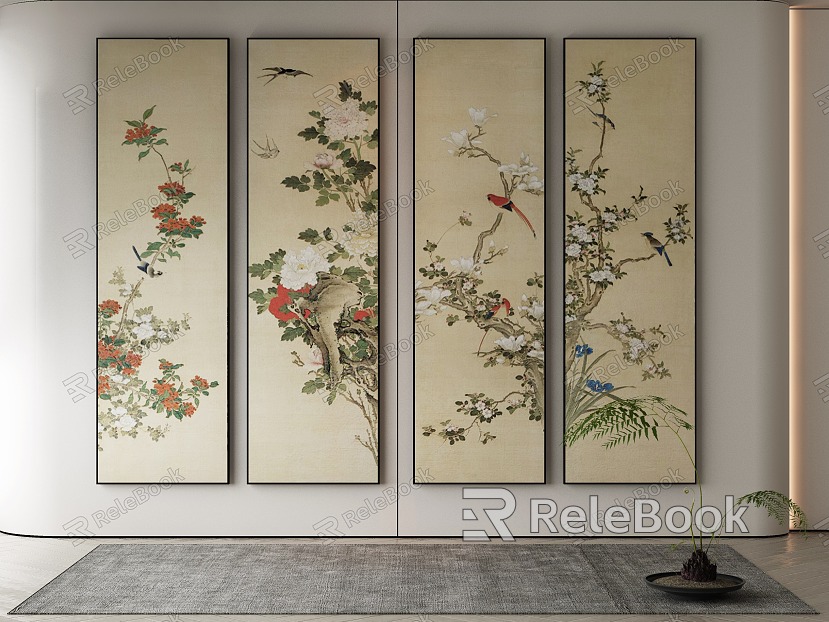 New Chinese Plant Painting Decorative Painting model