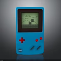 Blue Handheld Game Console With Red Control Buttons And Classic Game Screen