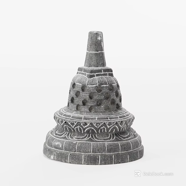 Ancient Architectural Stone Pagoda With Intricate Layered Structure And Decorative Carvings 3d model 