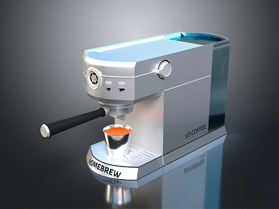 GOBREW Modern Silver Coffee Machine Making Espresso With Cup Of Coffee 3d model