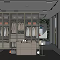 Spacious Modern Walk in Closet Interior With Glass Door Cabinets And Hanging Rails