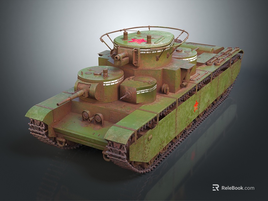 Green Military Tank With Turret Cannon Tracks Armored Body And Classic Design 3d model 
