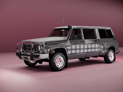 Vintage Gray SUV With Bold Front Grille Sturdy Tires And Boxy Body Design 3d model