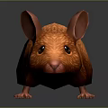 Game And Movie Character Orange Furry Mouse 3D Model With Large Ears And Black Eyes