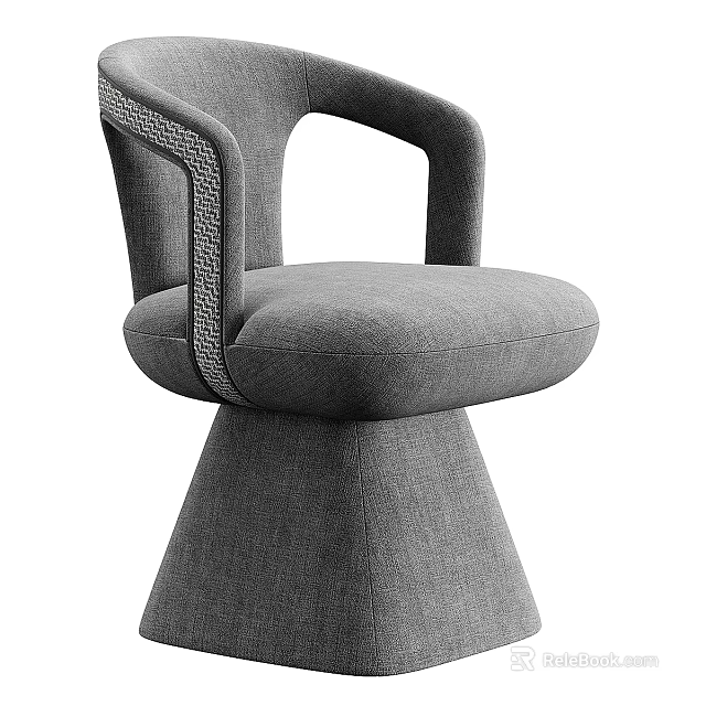 Elegant Gray Fabric Single Chair With Woven Armrest And Tapered Base 3d model 