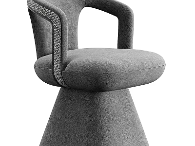 Elegant Gray Fabric Single Chair With Woven Armrest And Tapered Base 3d model