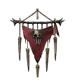 Decorative Hanging Ornament With Red Fabric Skull Design And Metal Spikes