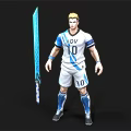 Blue Shiny Sword With Decorative Handle And NOV 10 Sports Uniform For Character Equipment