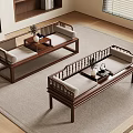 Traditional Chinese Interior With Wooden Daybeds Light Cushions Tea Tables And Vases
